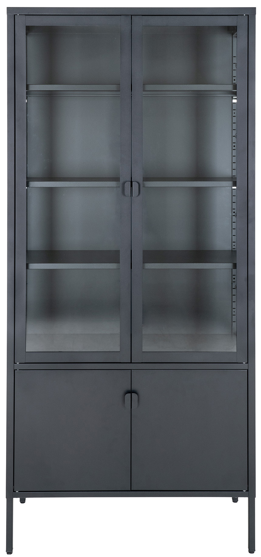 Witryna 4-drzwiowa stal i szkło czarna 80x180 cm – grafika-1.