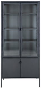 Witryna 4-drzwiowa stal i szkło czarna 80x180 cm – grafika-1.