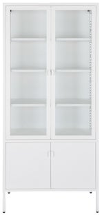 Witryna 4-drzwiowa stal i szkło biała 80x180 cm – grafika-1.