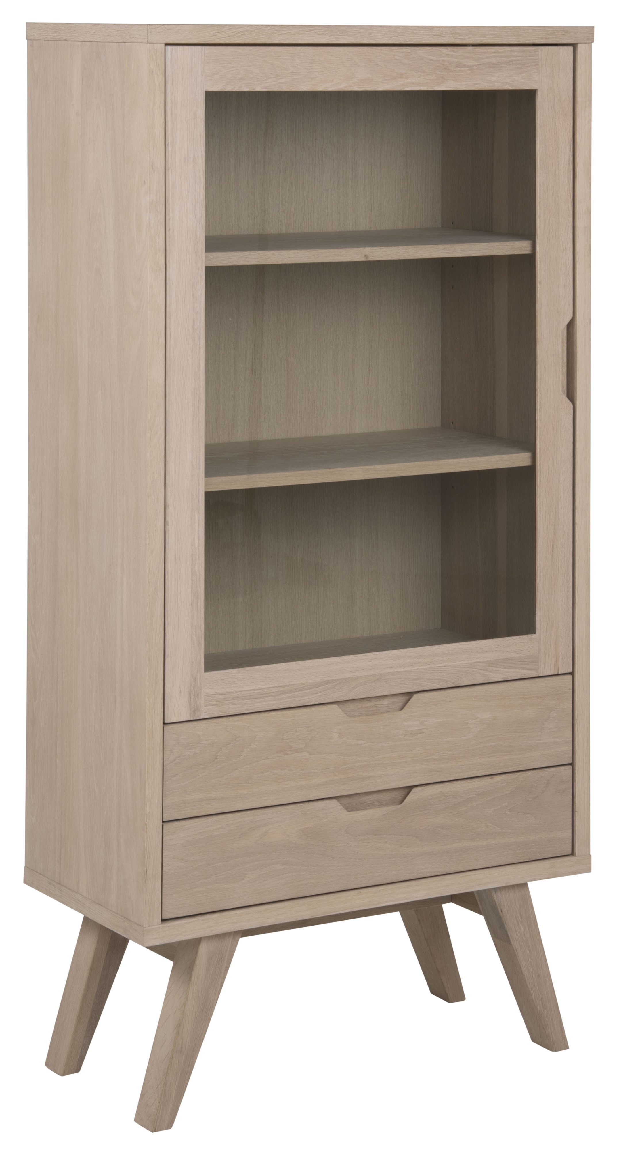 Witryna dębowa w kolorze naturalnym z stylowym fornirowaniem i szufladami – grafika-1.