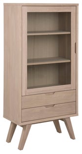 Witryna fornirowana dębowa z dwoma szufladami naturalna 145x72 cm – obraz-1