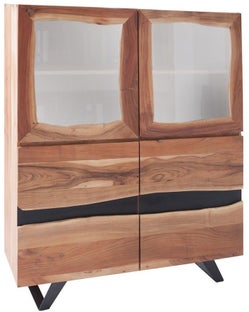 Witryna z akacjowego drewna w stylu industrialnym z metalowymi elementami – grafika-1.