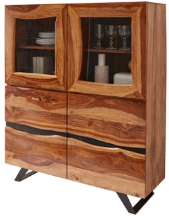 Witryna ciemnobrązowa z drewna sheesham z metalowymi nogami w stylu nowoczesnym – grafika-1.