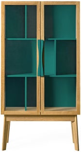 Witryna dwudrzwiowa korpus fornirowany front niebieskozielony 88x165 cm – obraz-1