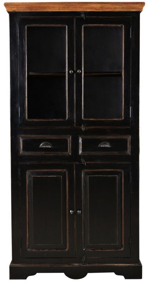 Witryna vintage z drewna mango czarna 90x180 cm – grafika-1.