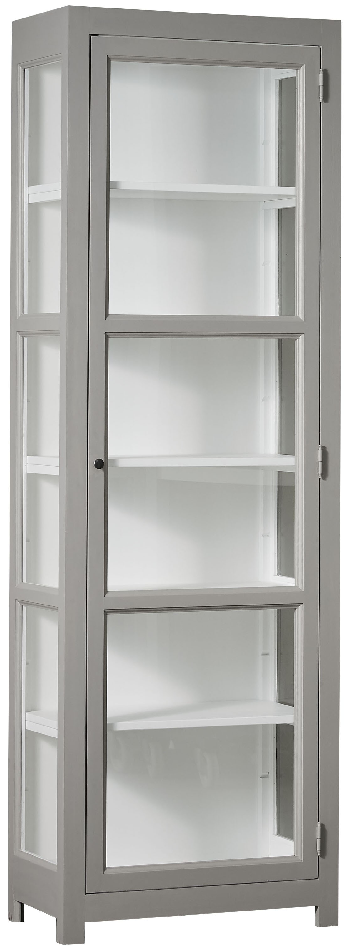 Witryna jednodrzwiowa drewniana szaro-biała 65x200 cm – obraz-1