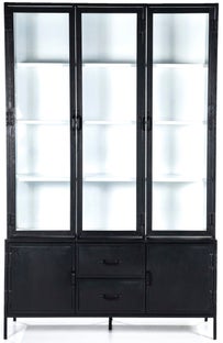 Witryna loft czarna metal i szkło 140x220 cm – obraz-1
