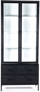 Witryna loft czarna metal i szkło 93x220 cm – obraz-1