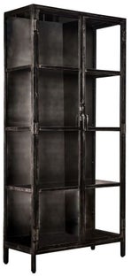 Witryna dwudrzwiowa metalowa szara 190x90 cm – grafika-1.