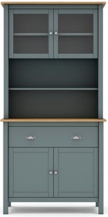 Witryna zielona z drewnianym blatem 40x180 cm sosna 4 drzwi 2 szuflady – obraz-1