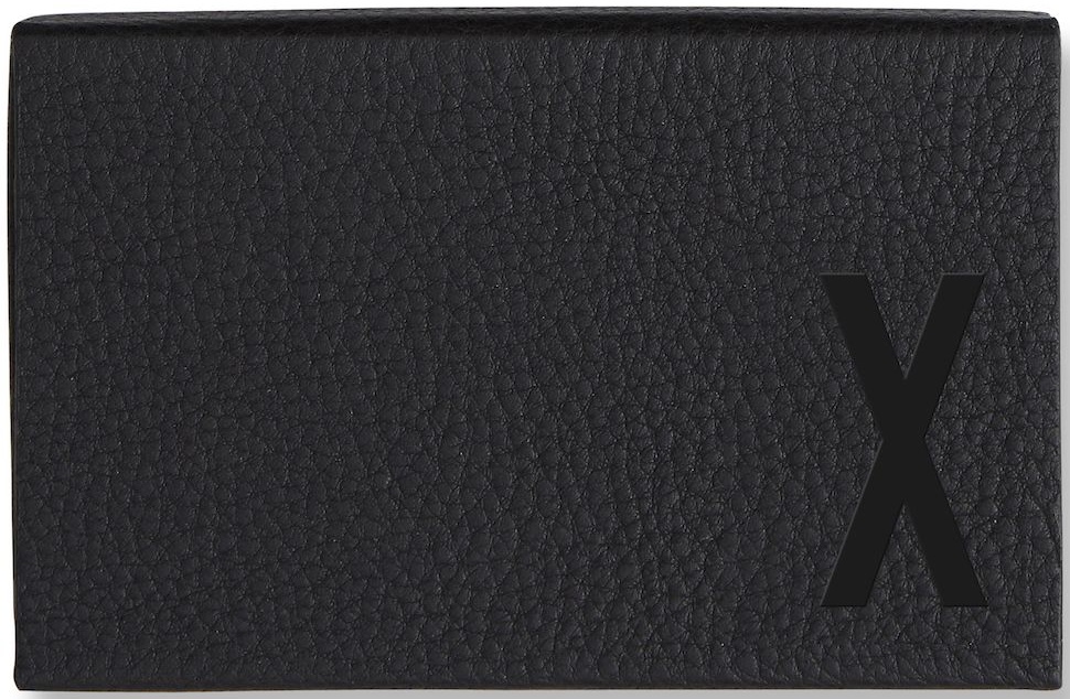 Wizytownik skórzany z literą X czarny 10x6 cm – obraz-1