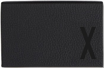 Wizytownik skórzany z literą X czarny 10x6 cm – obraz-1