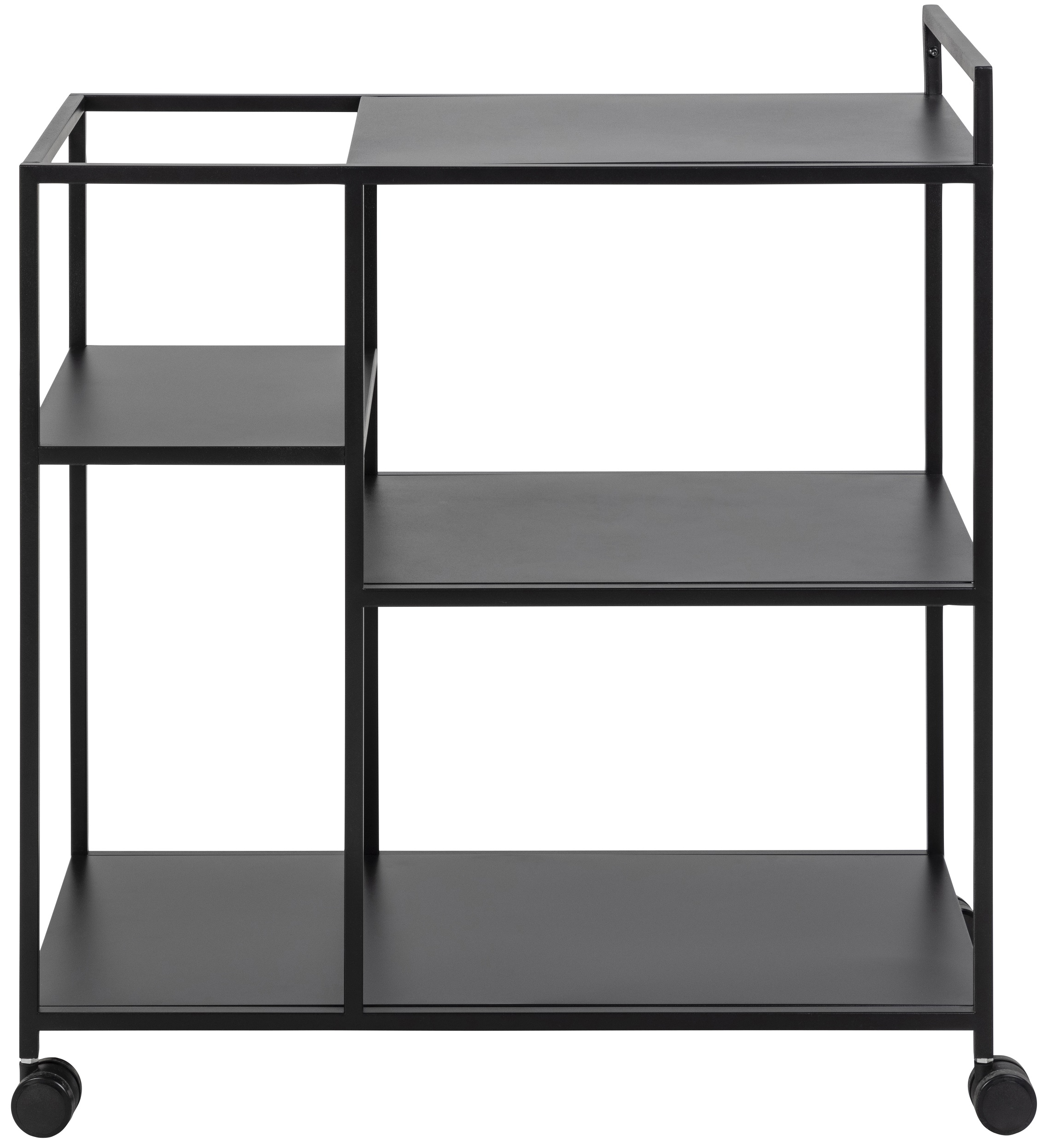 Czarny metalowy wózek barowy z półkami w nowoczesnym stylu – grafika-1.
