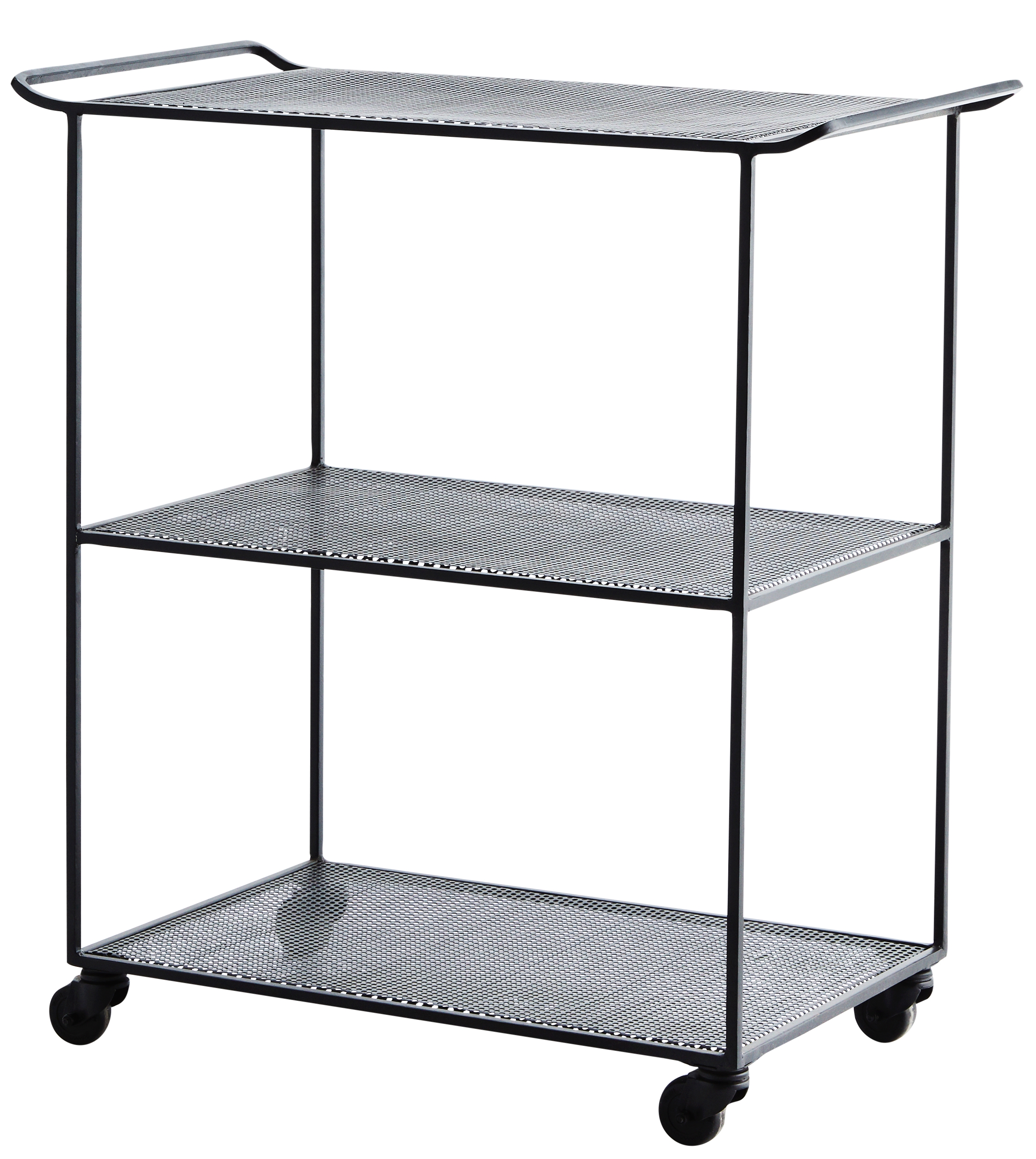 Wózek barowy metalowy czarny z półkami 72x40 cm – obraz-1