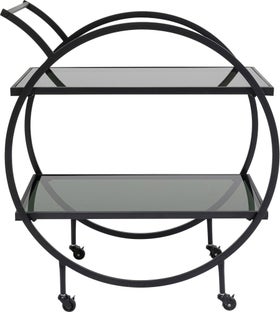 Wózek barowy metalowy czarny z półkami szklanymi 74x40 cm – obraz-1