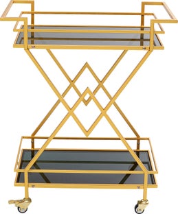 Wózek barowy Pyramids 65x79 cm złoty - półki szklane przydymione – grafika-1.