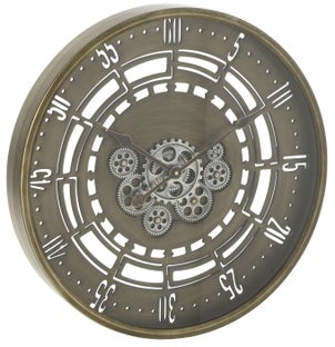 Zegar okrągły metalowy mały antyczny miedziany Ø60 cm – obraz-1