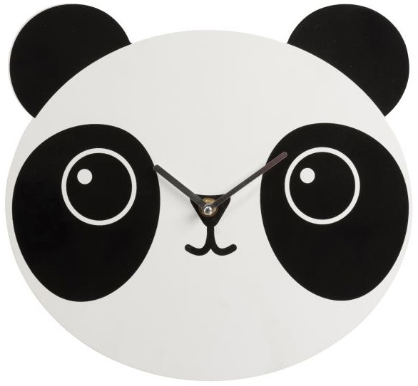 Zegar ścienny Panda 30x30 cm czarno-biały – obraz-1