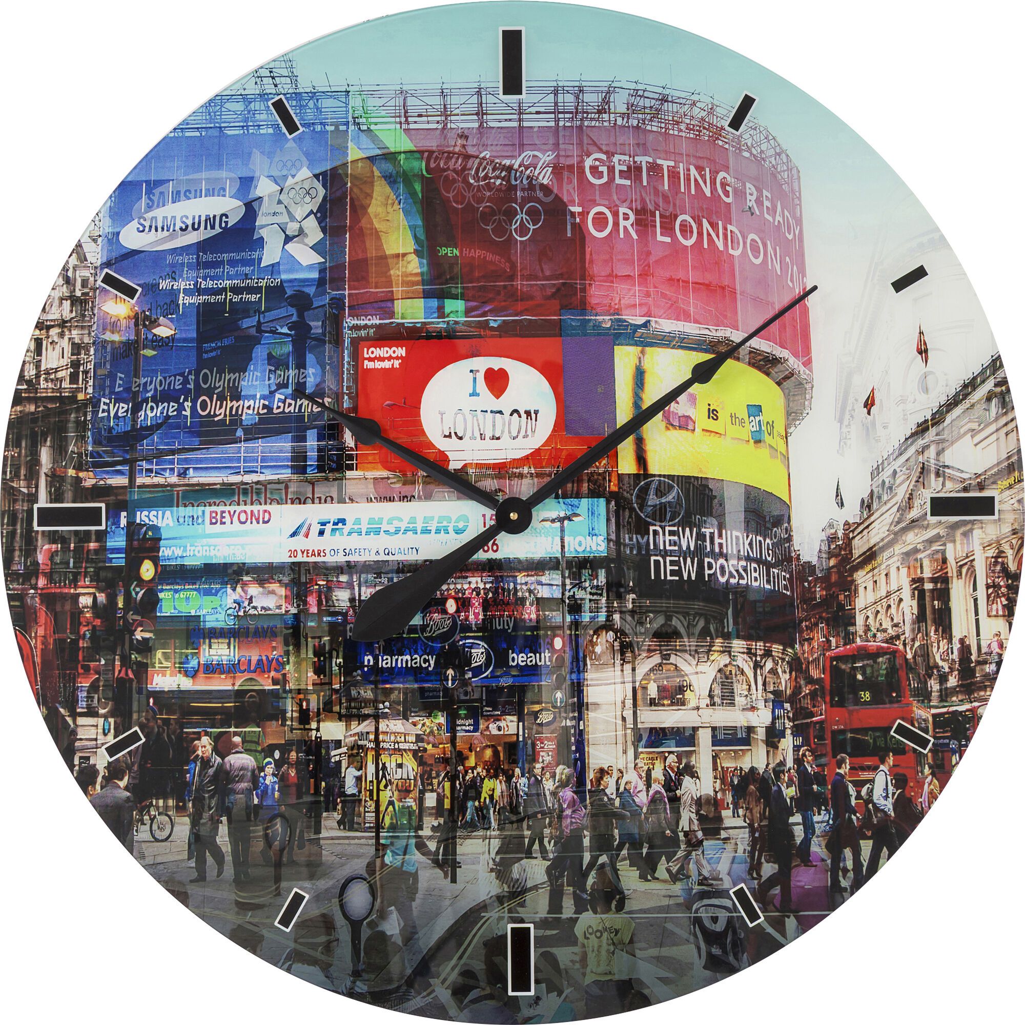 Zegar ścienny Piccadilly Circus Ø80 cm  kolorowy – obraz-1