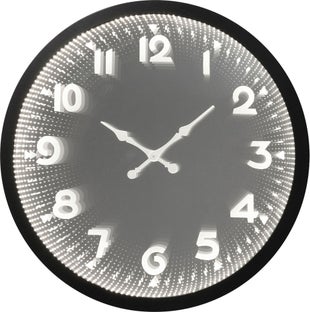 Zegar ścienny LED drewniany biały Ø98 cm – obraz-1