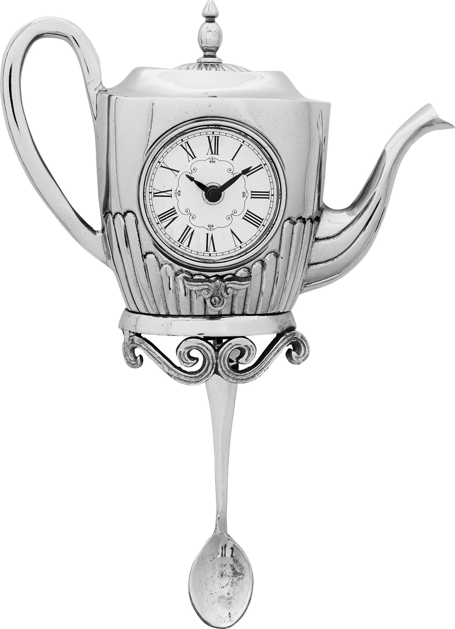 Zegar ścienny Tea Pot 18x37 cm srebrny – obraz-1