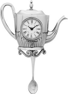 Zegar ścienny Tea Pot 18x37 cm srebrny – obraz-1