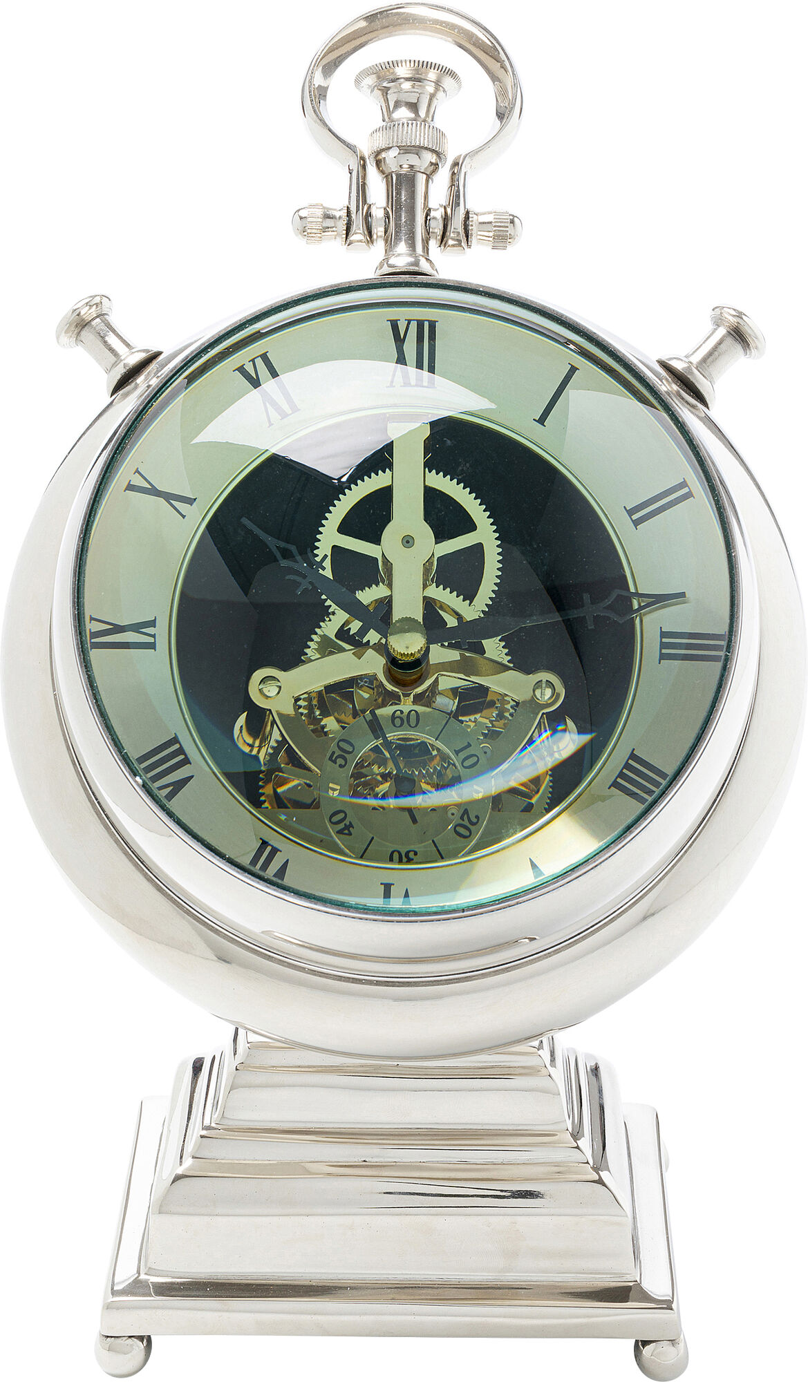 Zegar stołowy Carl 21x34 cm aluminium srebrny – grafika-1.