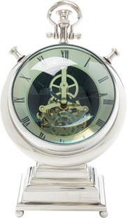 Zegar stołowy Carl 21x34 cm aluminium srebrny – grafika-1.