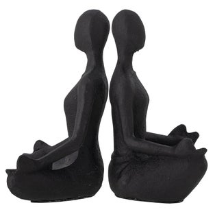 Zestaw 2 czarnych rzeźb do podparcia książek 12x15,5 cm  – obraz-1