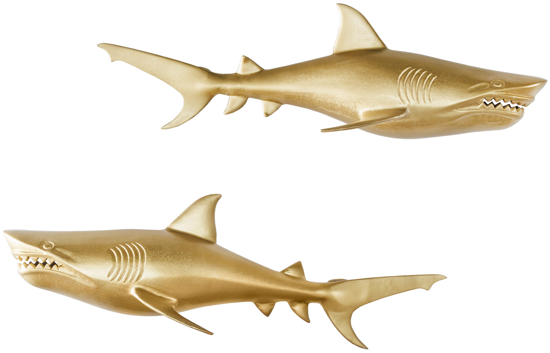 Zestaw dekoracji ściennych rekiny złote z aluminium w stylu nowoczesnym – grafika-1.