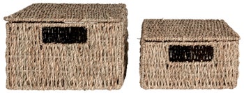Zestaw 2 koszy dekoracyjnych z przykrywkami trawa morska – grafika-1.