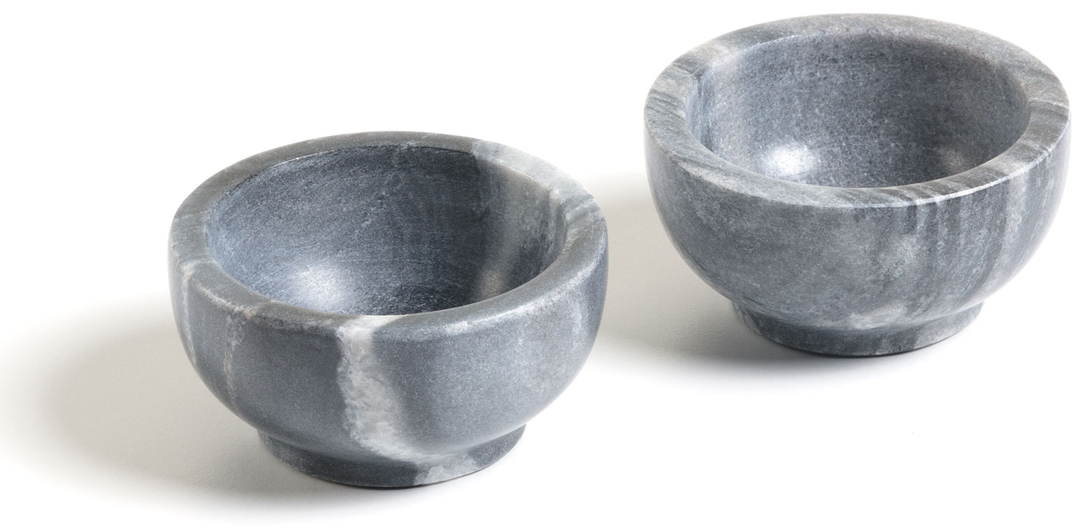 Zestaw 2 miseczek Ø7,5 cm z szarego marmuru – obraz-1