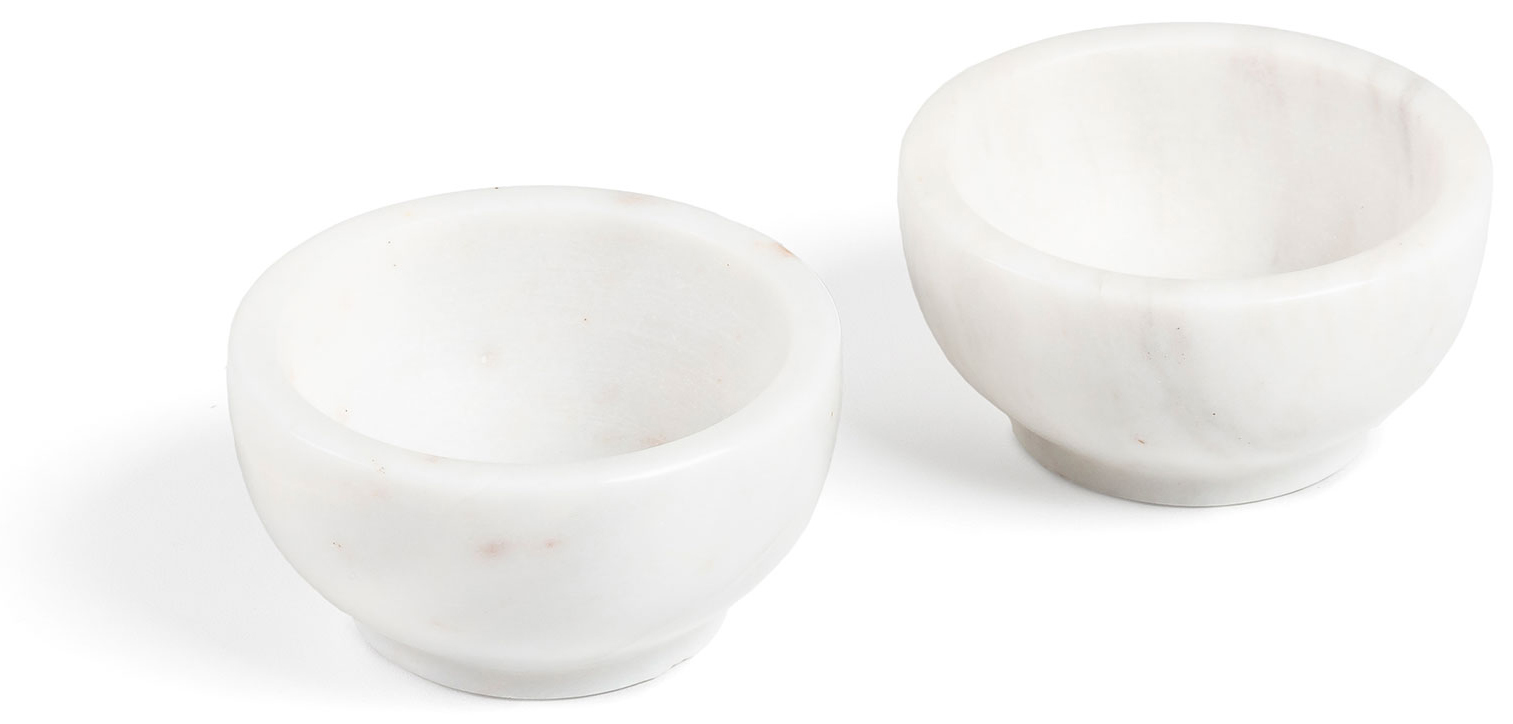 Zestaw 2 miseczek Ø7,5 cm z białego marmuru – obraz-1
