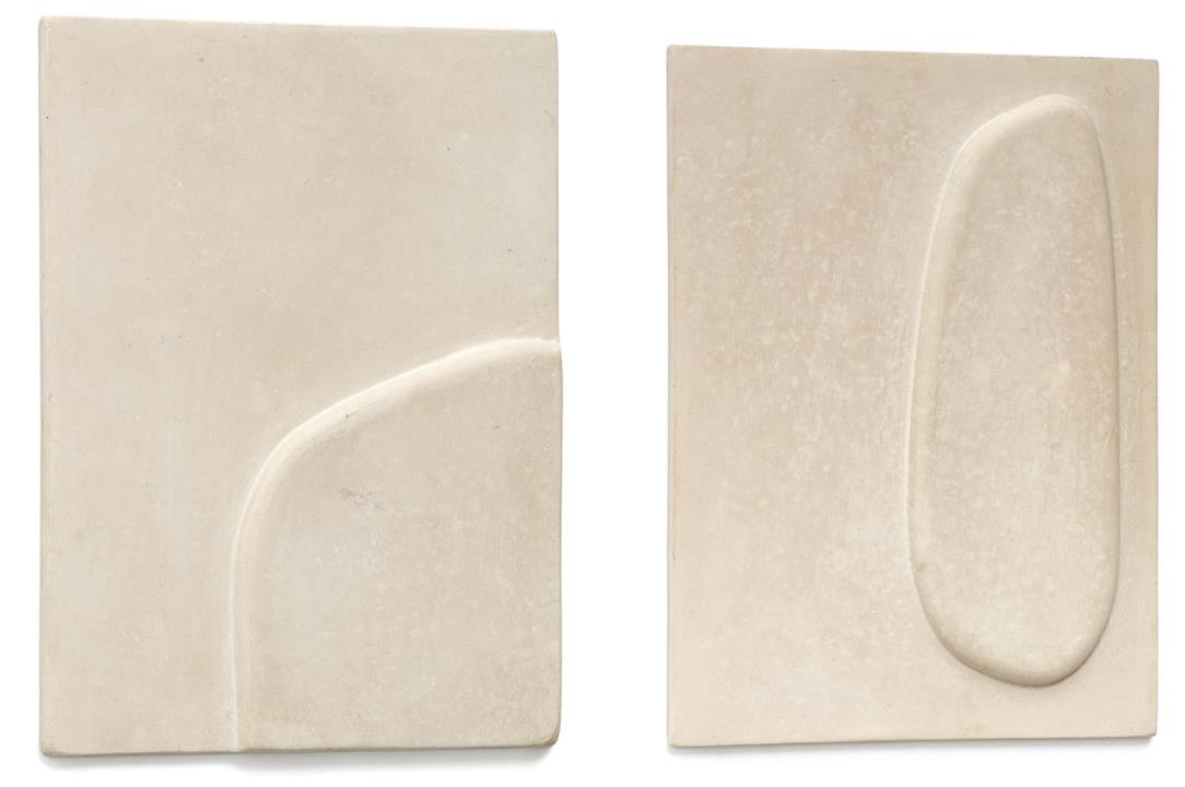 Zestaw 2 obrazów beżowych paper mache eko 29x39 cm – obraz-1