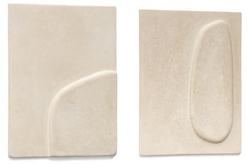 Zestaw 2 obrazów beżowych paper mache eko 29x39 cm – obraz-1