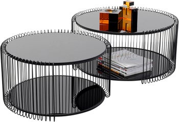 Nagy Fekete Wire Double Dohányzóasztal(2db) – kép-1.