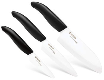 Zestaw trzech noży kuchennych czarne – obraz-1