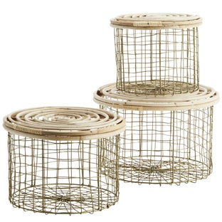 Zestaw 3 okrągłych bambusowych organizerów z bambusową pokrywą Ø22, Ø27, Ø31 cm – obraz-1