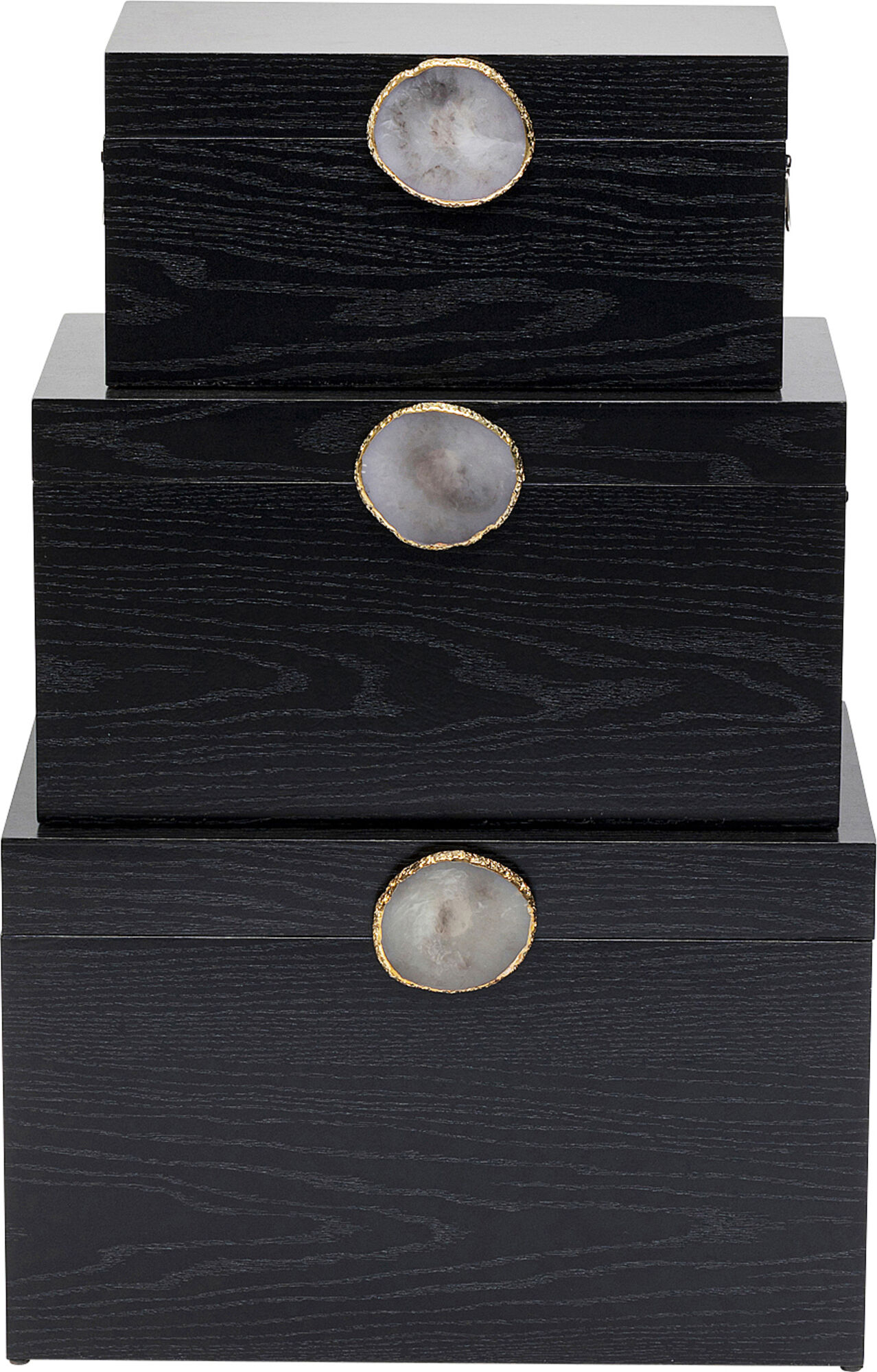 Zestaw 3 pudełek - kuferków w kolorze czarnym – obraz-1