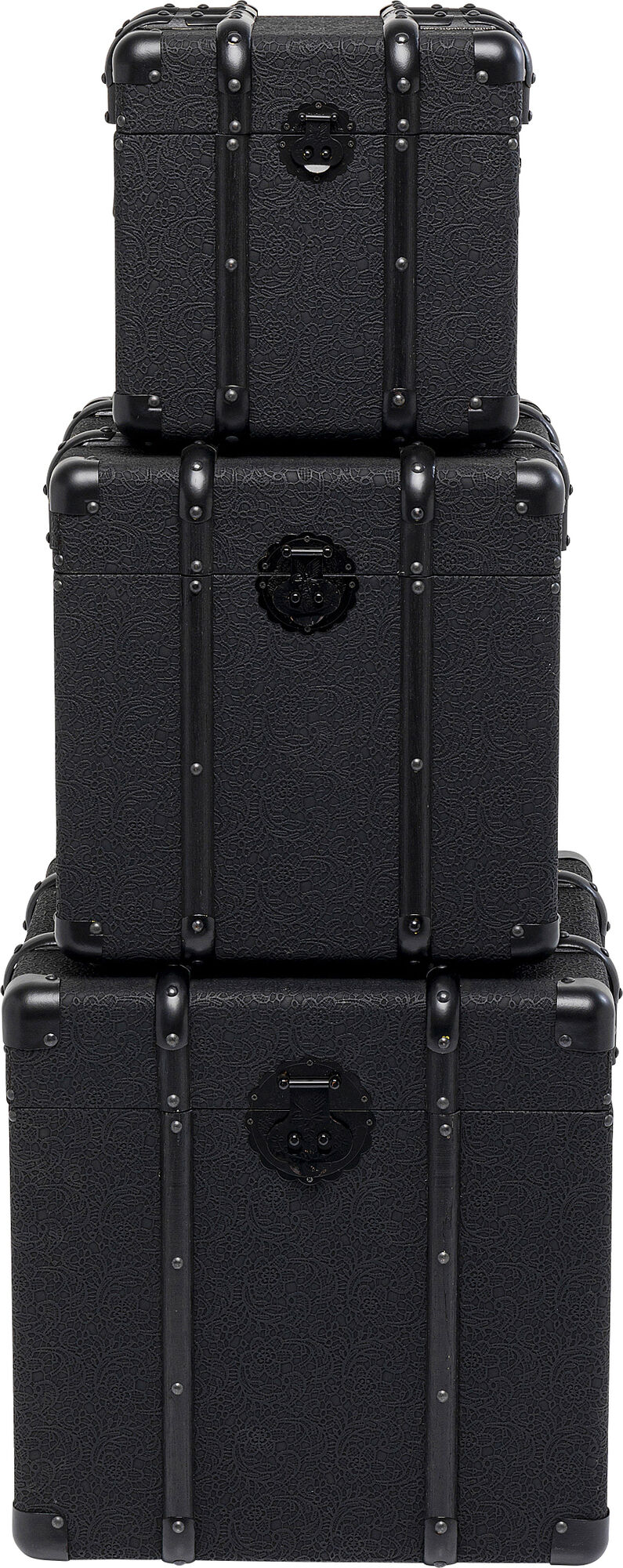 Zestaw 3 skrzyń - kuferków czarnych – obraz-1