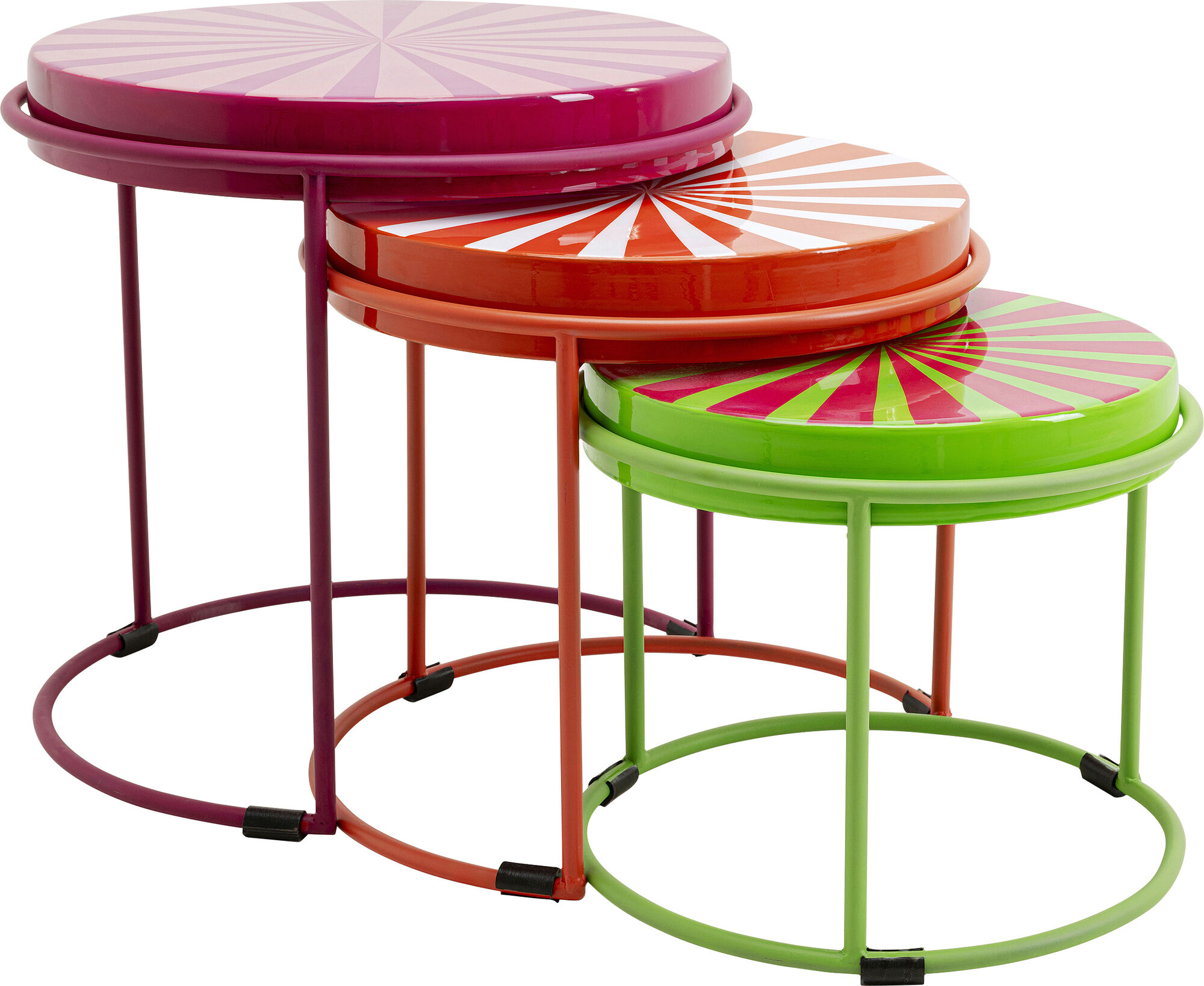 Zestaw 3 stolików pomocniczych kolorowe stalowe – grafika-1.