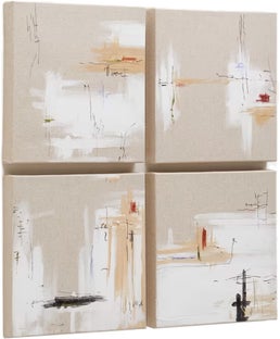 Zestaw 4 obrazów abstrakcyjnych tetraptyk płótno lniane 30x30 cm – obraz-1