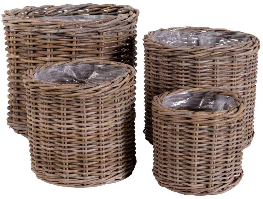 Zestaw czterech koszy dekoracyjnych Bogor rattan - naturalne – grafika-1.
