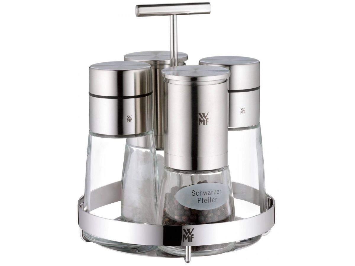 Stojak na przyprawy srebrny  – obraz-1