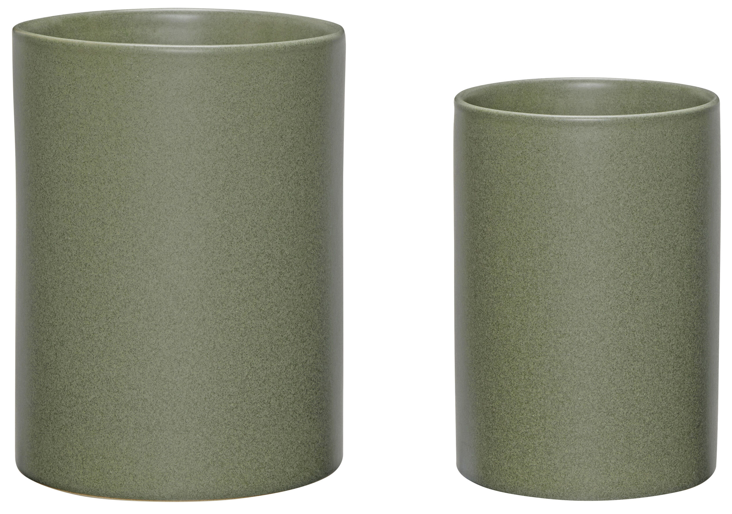 Zestaw dwóch ceramicznych doniczek w kolorze zielonym – obraz-1