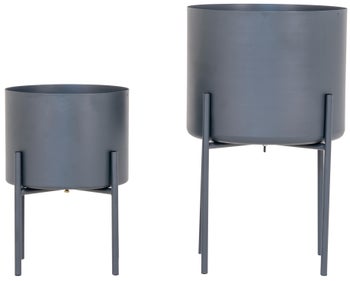 Zestaw dwóch doniczek na nóżkach metalowy szare – grafika-1.