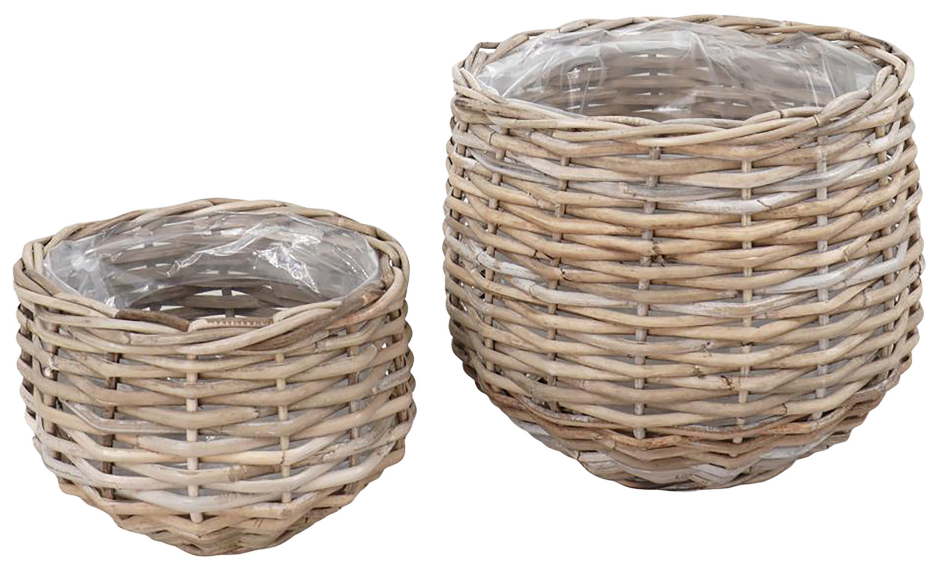 Zestaw dwóch doniczek ogrodowych z rattanu – grafika-1.