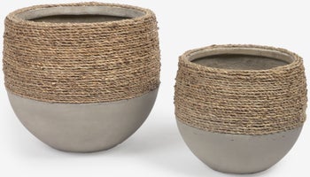 Zestaw dwóch doniczek Ø26 i Ø33 cm naturalne – obraz-1