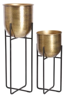 Zestaw eleganckich doniczek ze stalowymi stojakami w stylu nowoczesnym – grafika-1.