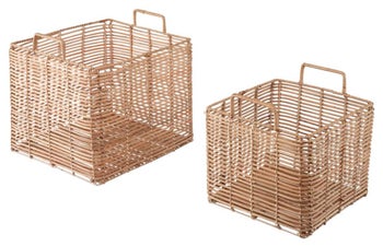 Zestaw 2 koszy kwadratowych rattan 31x31 cm – obraz-1